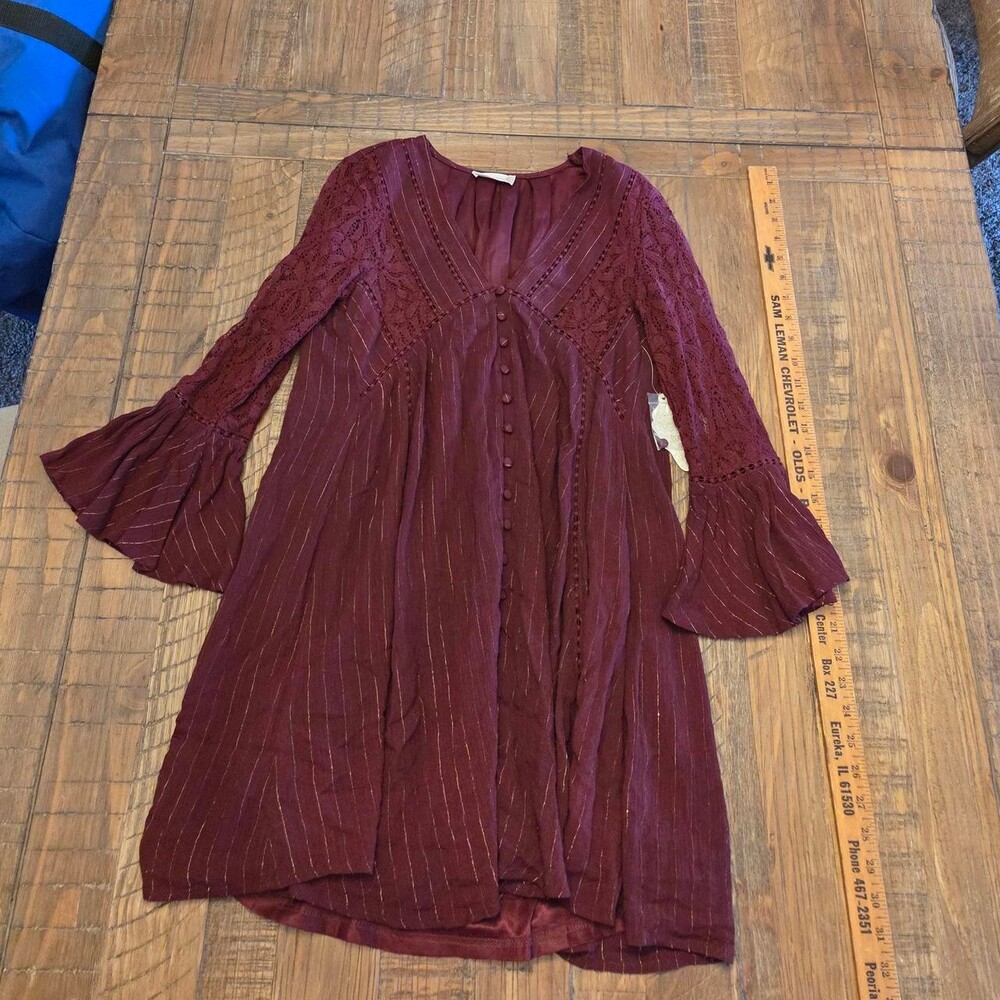 Altar'd State Women's Burgundy and Red Dress
